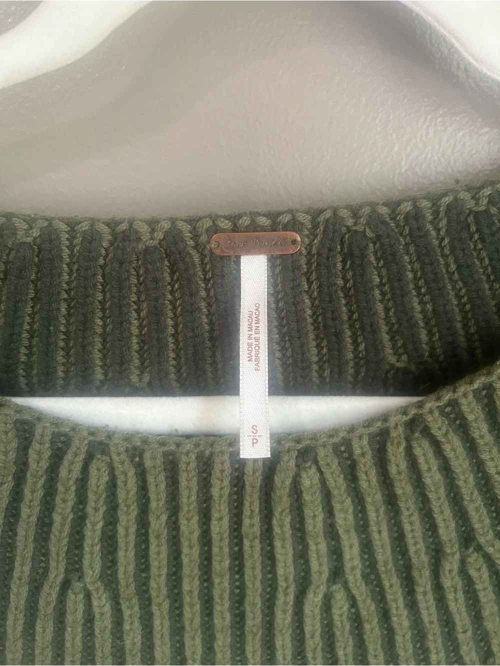 Free People Charlotte Tunic - Olive Green Ribbed Boat Neck Sweater